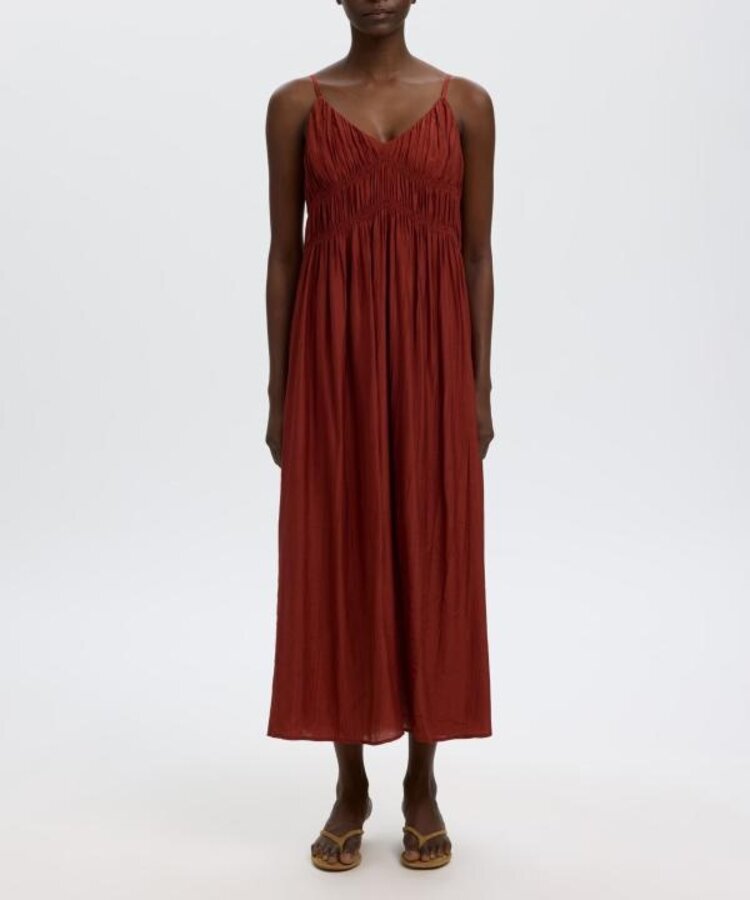 Selected Jackie Ragular strap ankle dress - Cherry Mahogany