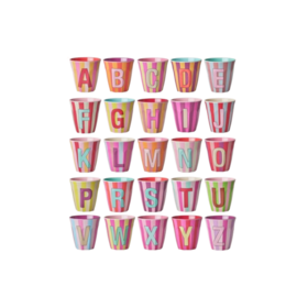 Rice Melamine Alphabet - Stripes - Pinkish Colors