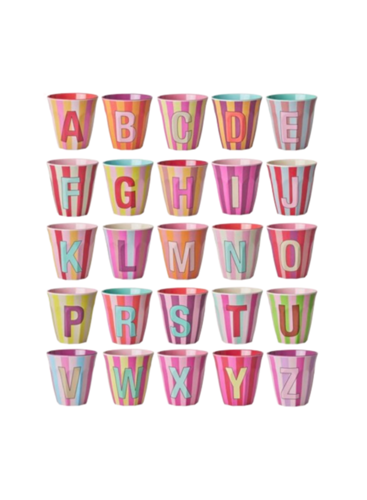 Rice Melamine Alphabet - Stripes - Pinkish Colors
