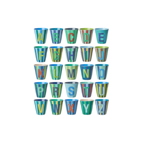 Rice Melamine Alphabet - Stripes - Bluish Colors