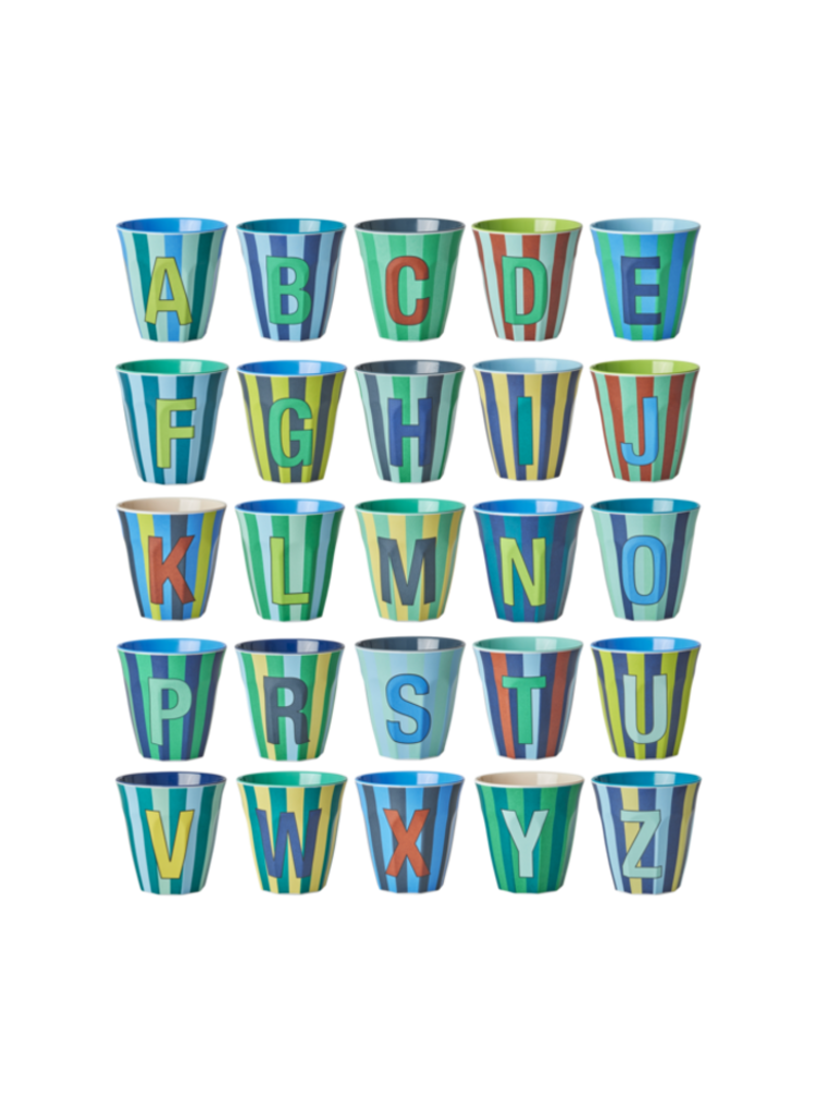 Rice Melamine Alphabet - Stripes - Bluish Colors