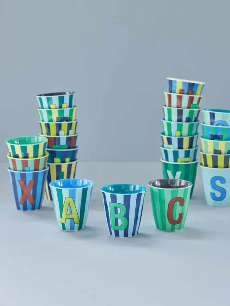 Rice Melamine Alphabet - Stripes - Bluish Colors