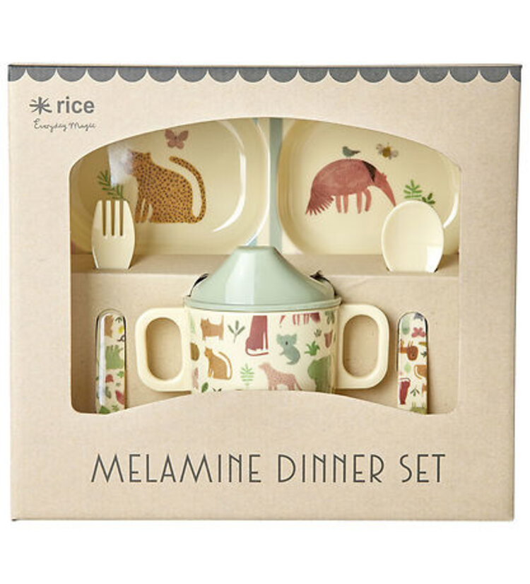 Rice Melamine Baby Dinner Set - Sweet Jungle Print