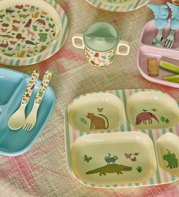 Rice Melamine Baby Dinner Set - Sweet Jungle Print