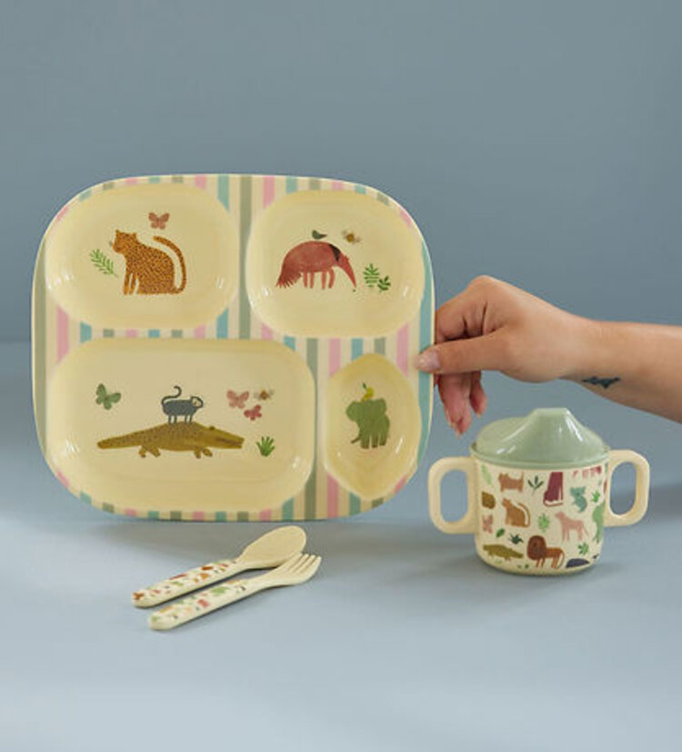 Rice Melamine Baby Dinner Set - Sweet Jungle Print