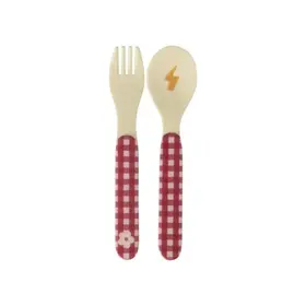 Rice Kids Melamine Spoon and Fork - Hero Pink