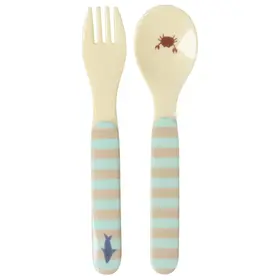 Rice Melamine Spoon and Fork - Blue Ocean