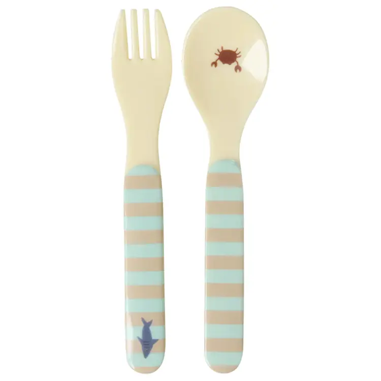 Rice Melamine Spoon and Fork - Blue Ocean
