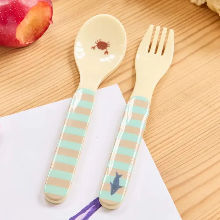 Rice Melamine Spoon and Fork - Blue Ocean