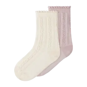 Lil'Atelier Kendra 2p Socks - Turtledove/Hushed Violet