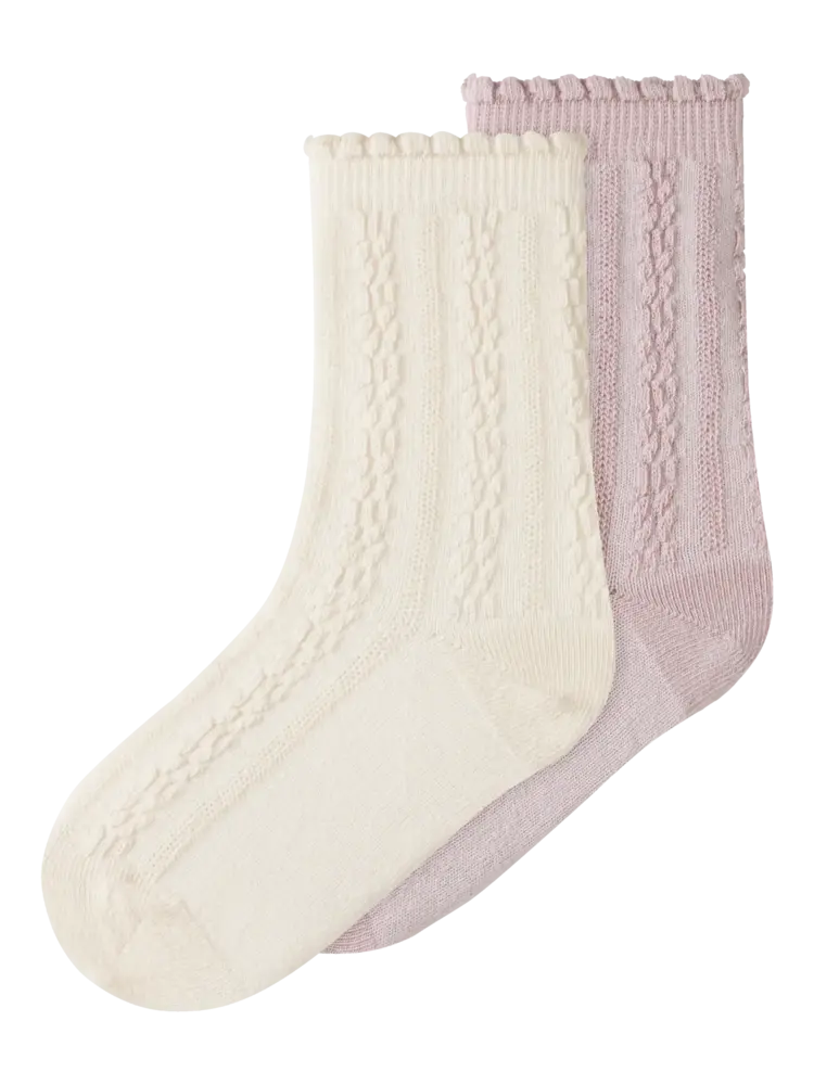 Lil'Atelier Kendra 2p Socks - Turtledove/Hushed Violet