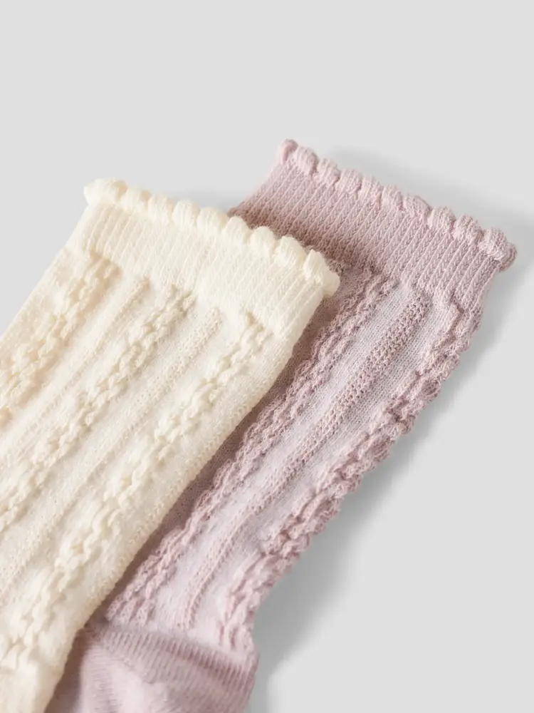 Lil'Atelier Kendra 2p Socks - Turtledove/Hushed Violet