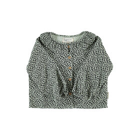 Piupiuchick Blouse w/ round collar - mint green w/ animal print