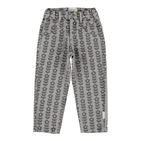 Piupiuchick Mom fit trousers - grey w/ black flowers