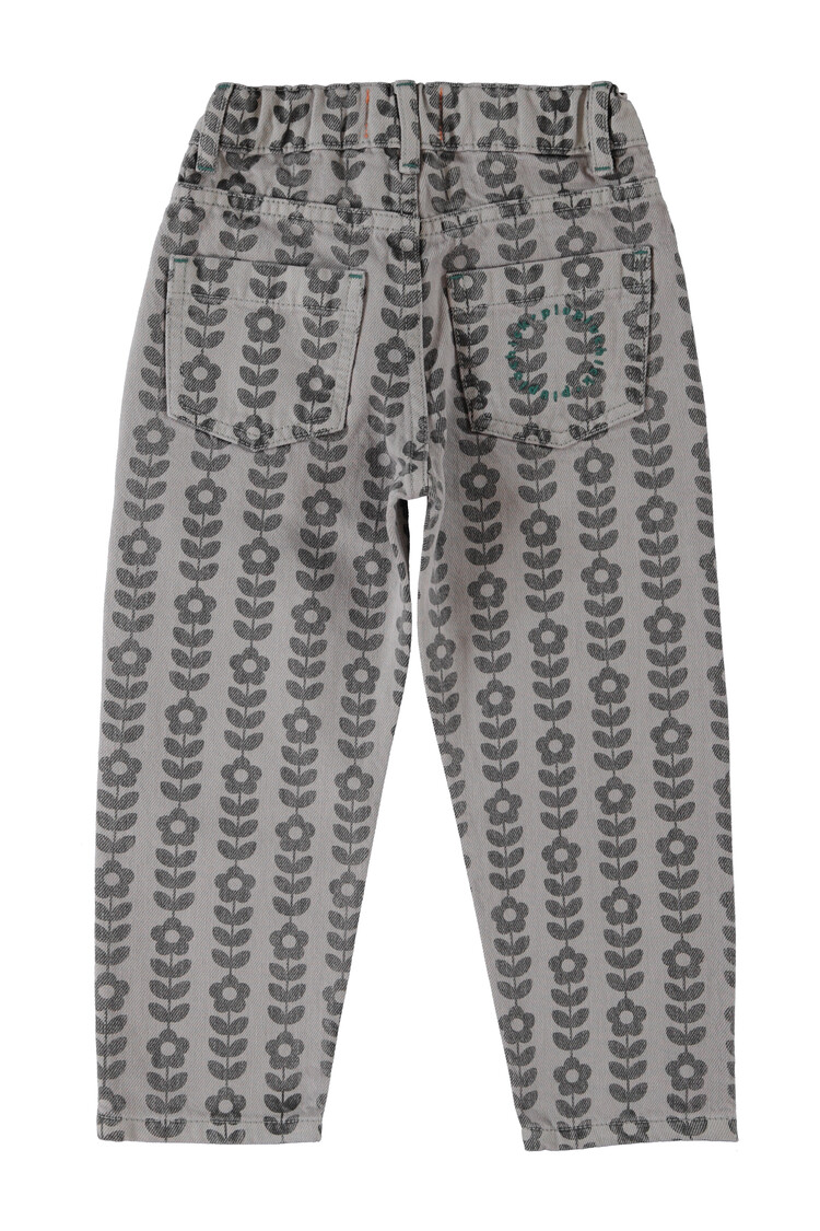 Piupiuchick Mom fit trousers - grey w/ black flowers