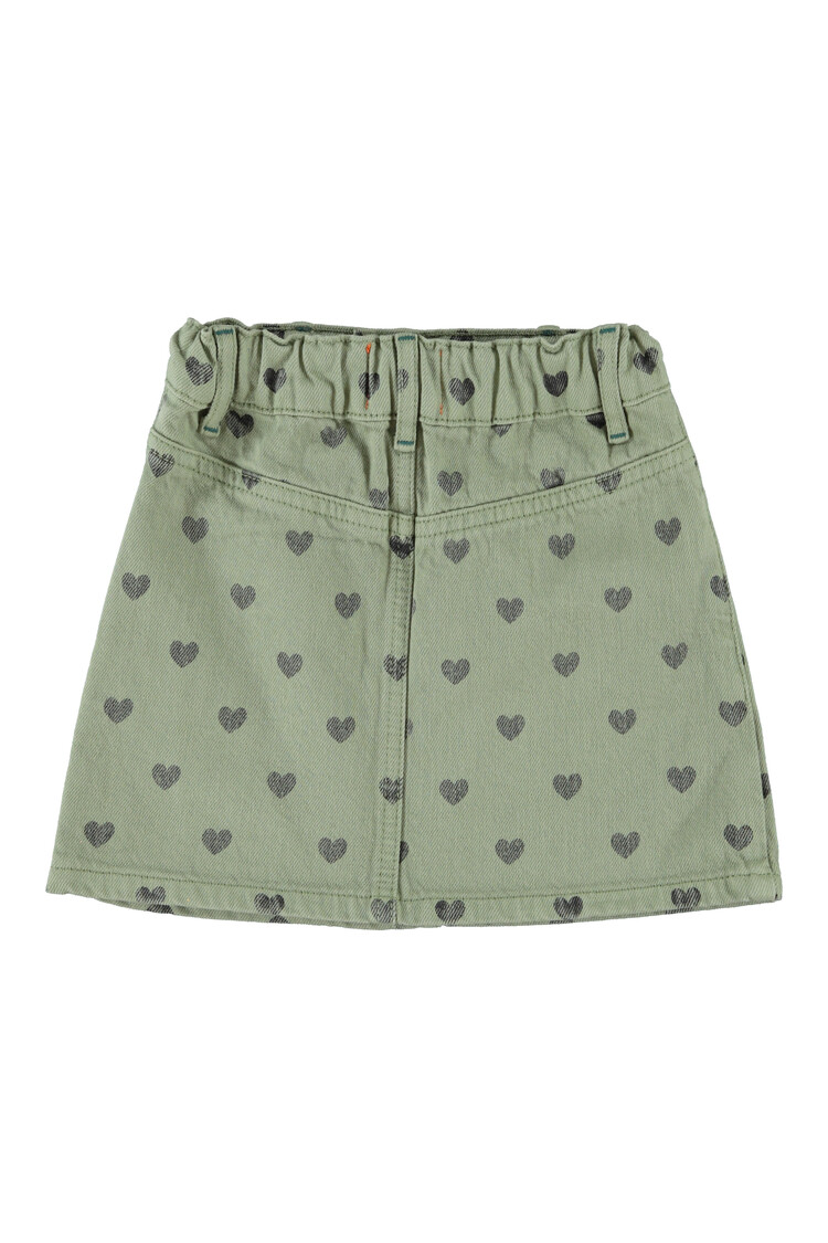 Piupiuchick Short skirt - olive green w/ black hearts