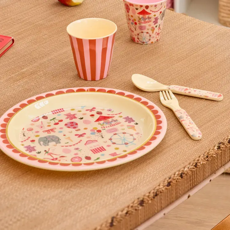 Rice Melamine - Kinderbord - Roze - Fun Fair Print