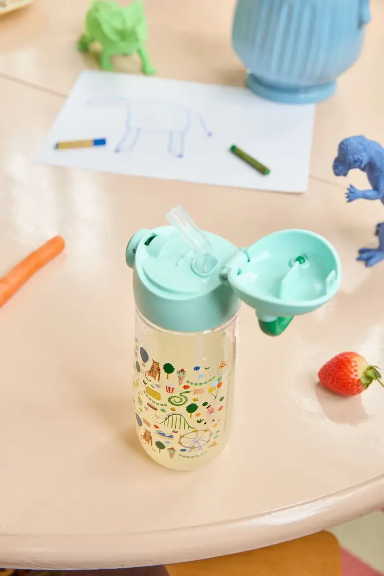 Rice Drinkfles - Blauw - Fun Fair Print - 550 ml