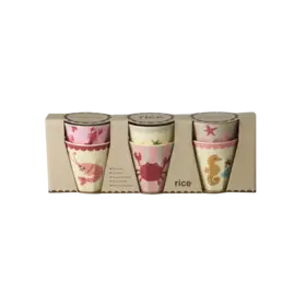 Rice Melamine cup - Pink Ocean Prints - Small - 6 Pack