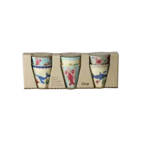 Rice Melamine cup - Blue Ocean Prints - Small - 6 Pack