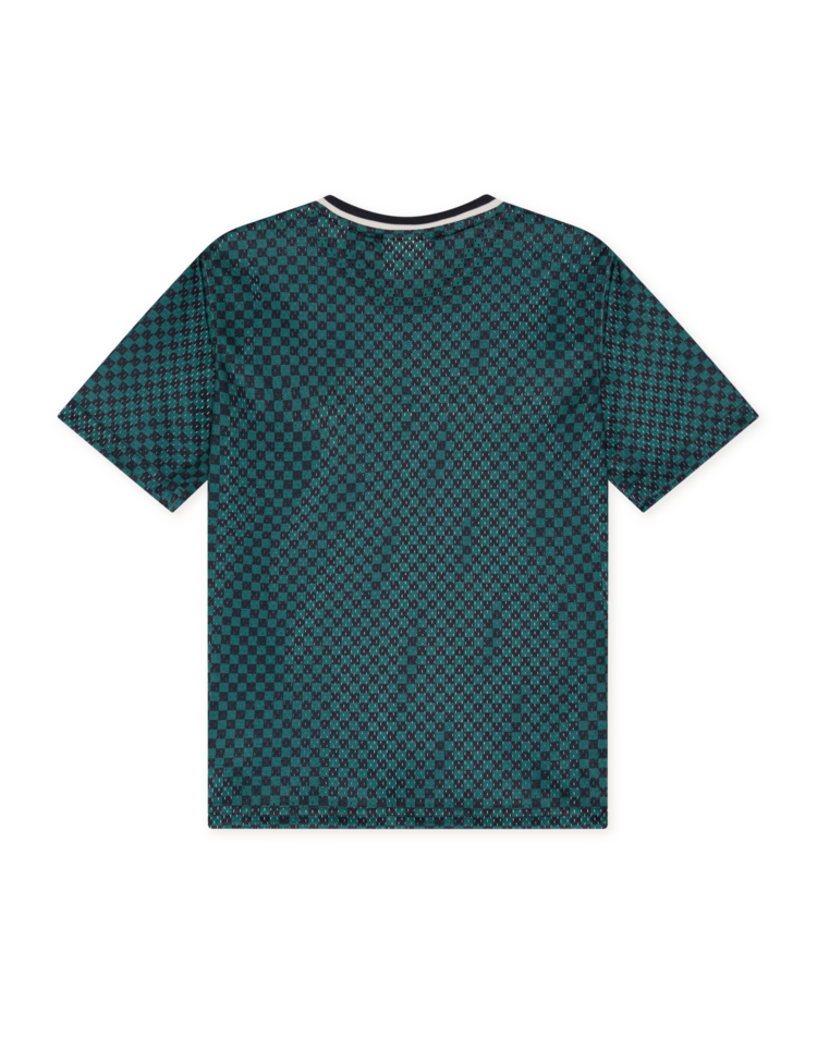 Les Deux Check Mesh T-Shirt - Mediterranea Green