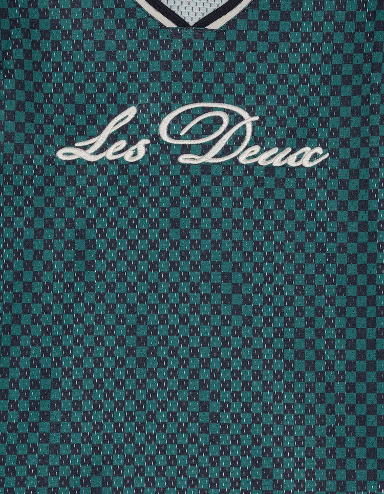 Les Deux Check Mesh T-Shirt - Mediterranea Green