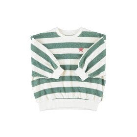 Piupiuchick Sweatshirt - Ecru & Green Stripes Piupiu print
