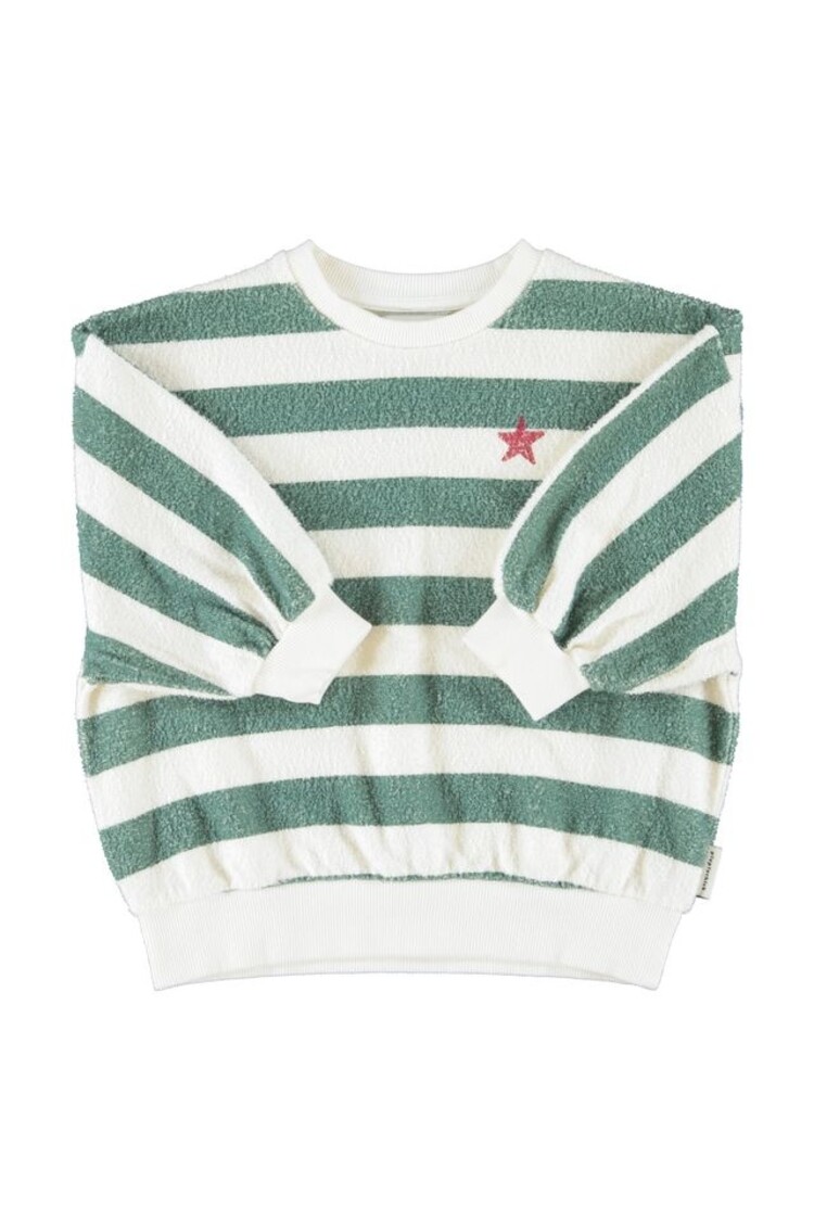 Piupiuchick Sweatshirt - Ecru & Green Stripes Piupiu print
