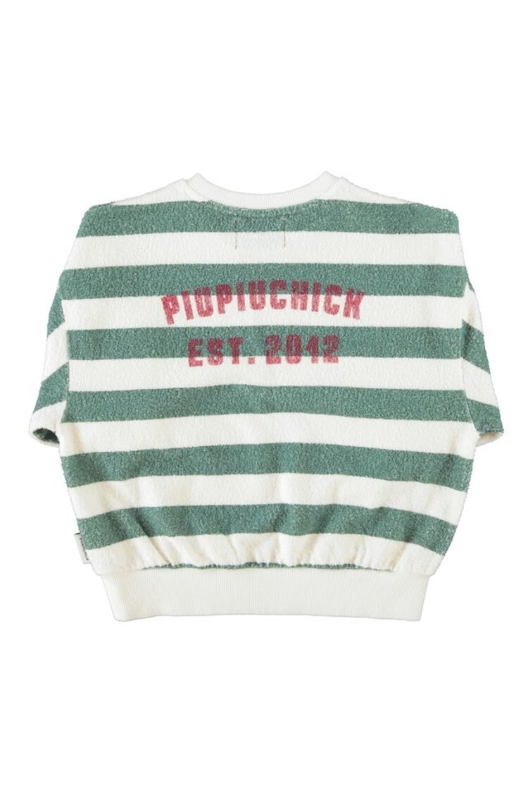 Piupiuchick Sweatshirt - Ecru & Green Stripes Piupiu print