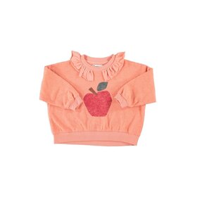 Piupiuchick Sweatshirt  w/ collar - Pink w/ Apple print