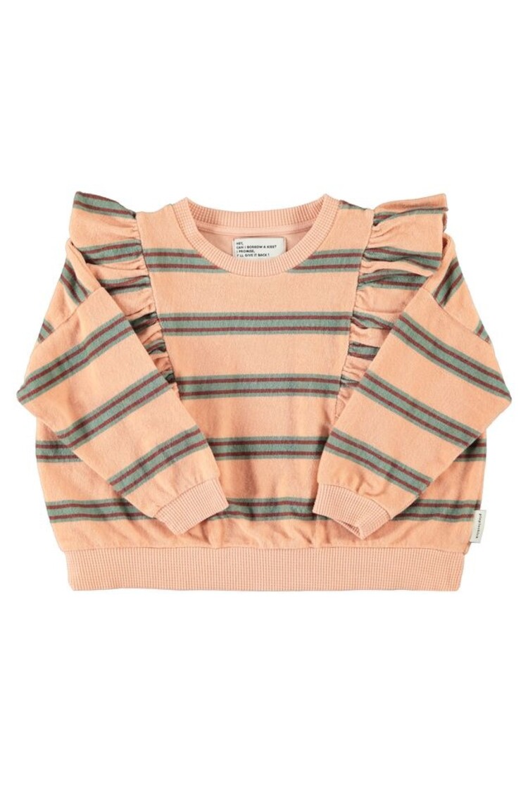 Piupiuchick Terry Cotton Sweatshirt - Light Pink double stripes