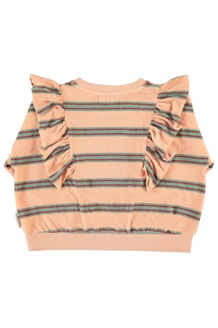 Piupiuchick Terry Cotton Sweatshirt - Light Pink double stripes