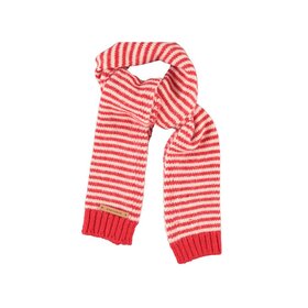 Piupiuchick Knitted Scarf - ecru & red stripes