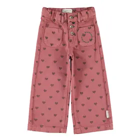 Piupiuchick Flare trousers - pink w/ black hearts
