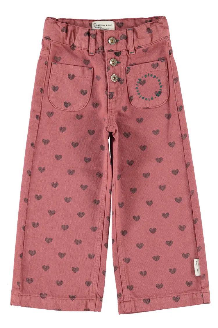 Piupiuchick Flare trousers - pink w/ black hearts