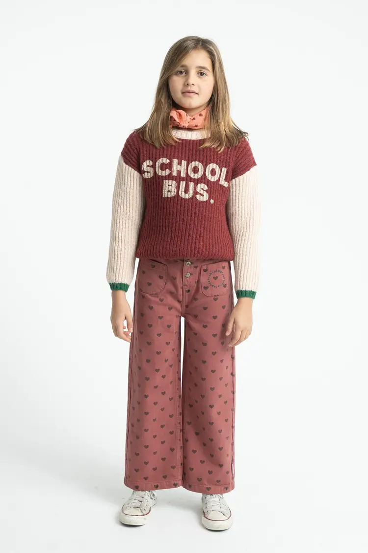 Piupiuchick Flare trousers - pink w/ black hearts
