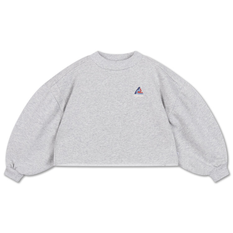Repose Crop Heart Sweater - Light Mixed Grey