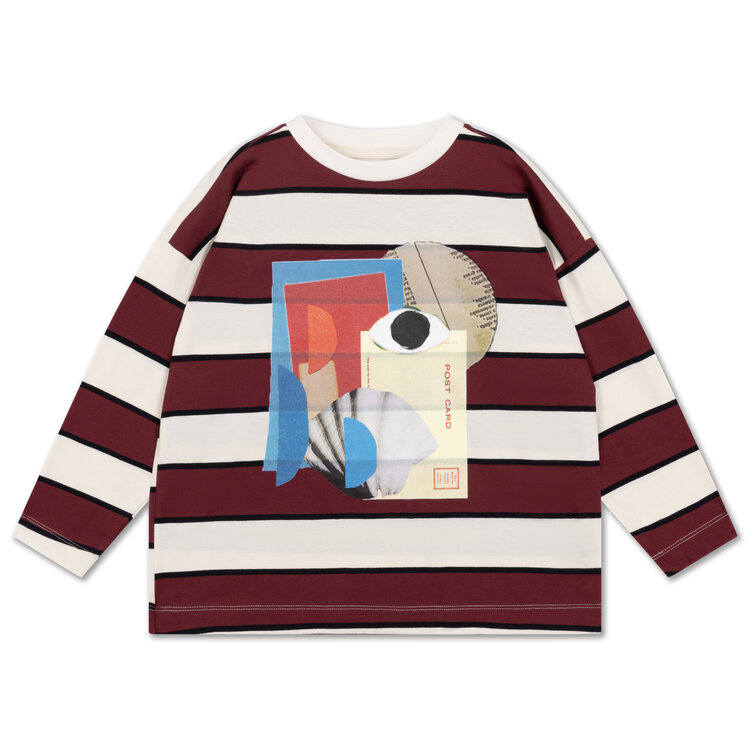 Repose Wide Cut Long Tee - Mulberry Stripe