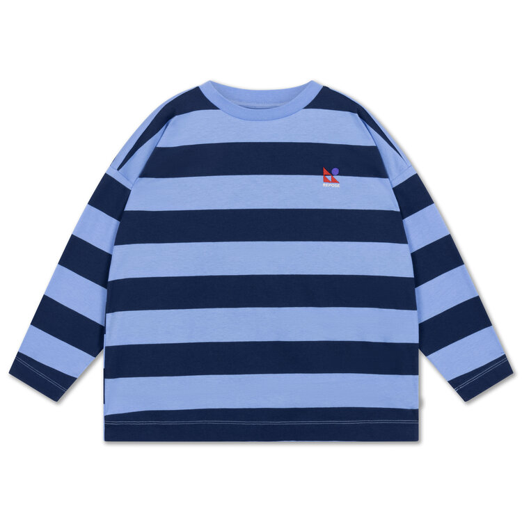Repose Wide Cut Long Tee - Horizon Dark Eclipse Block Stripe