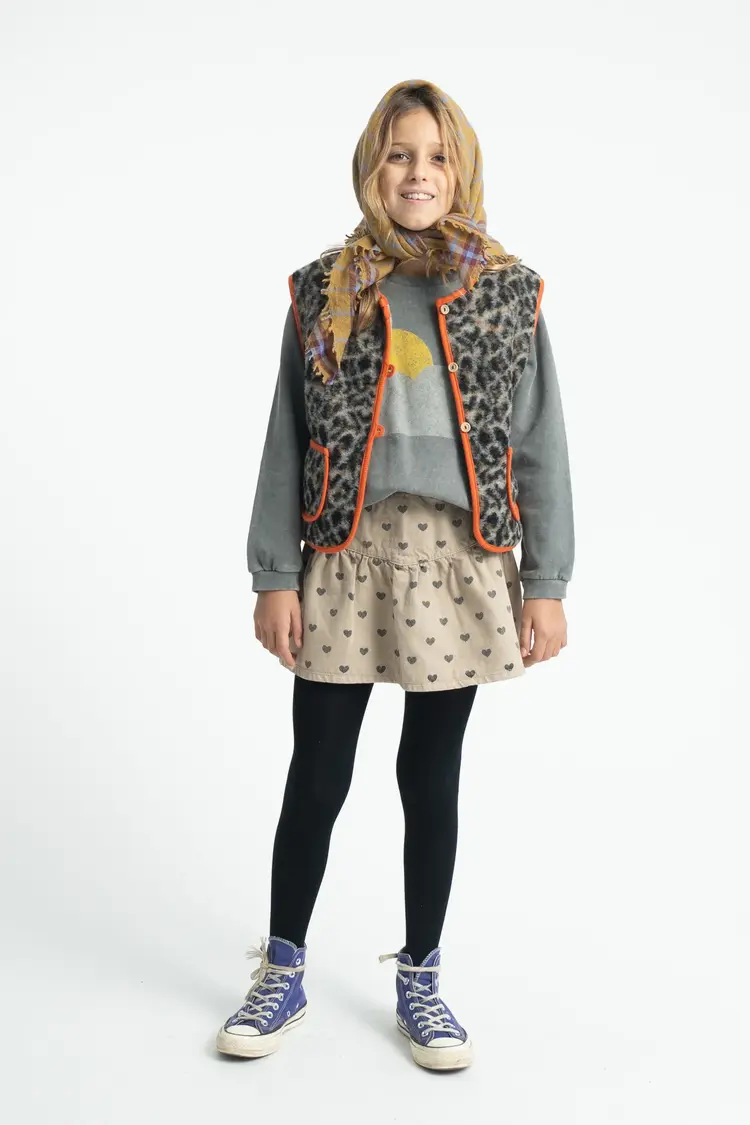 Piupiuchick Short skirt - beige w/ black hearts