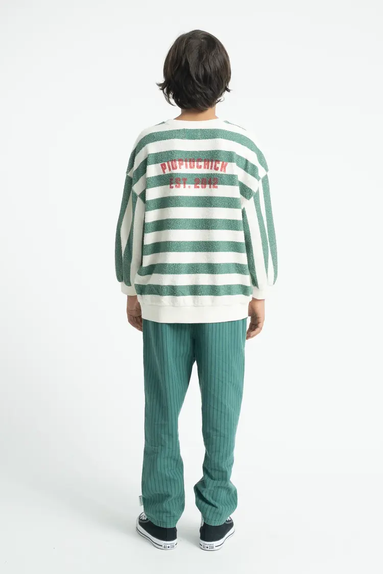 Piupiuchick Sweatshirt - Ecru & Green Stripes Piupiu print