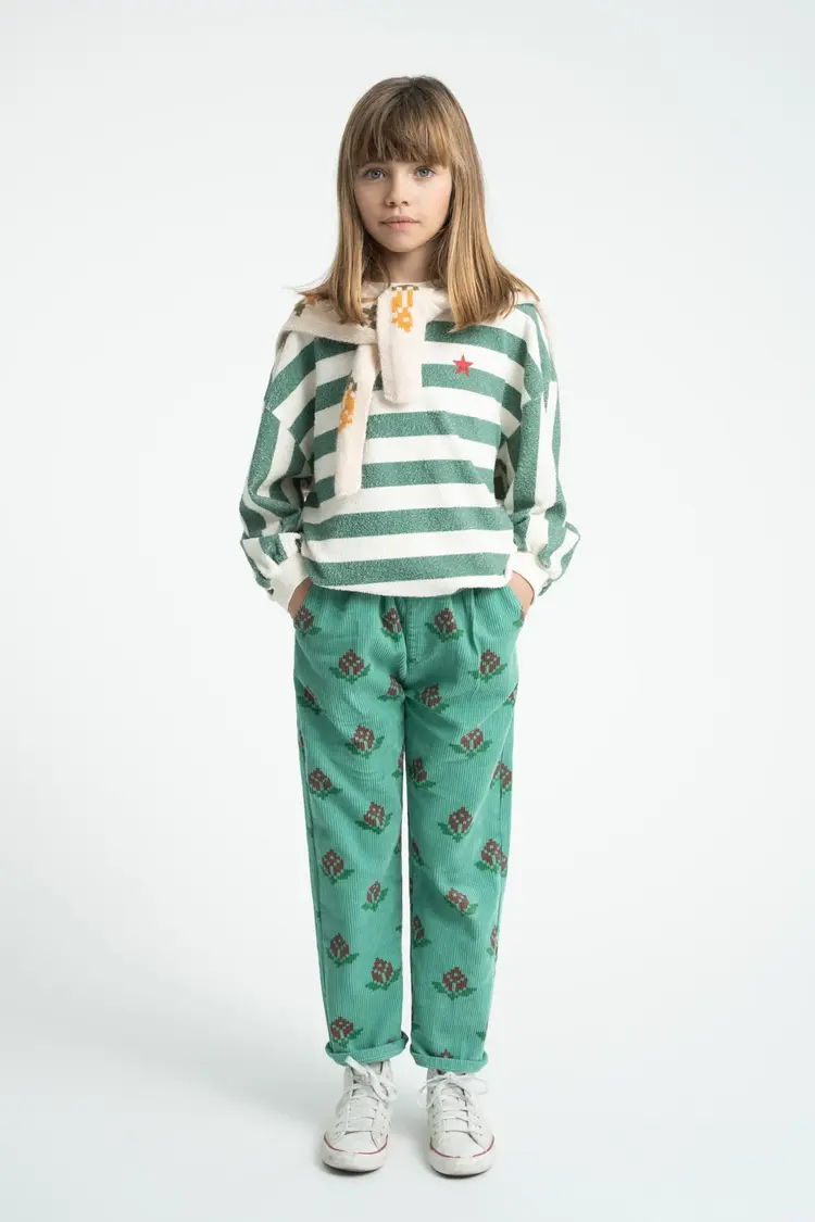 Piupiuchick Sweatshirt - Ecru & Green Stripes Piupiu print