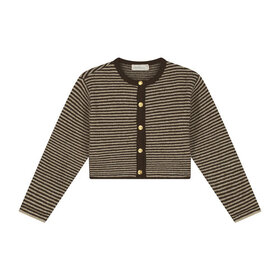 Charlie Petite Jade Cardigan - Stripes Brown/Ecru
