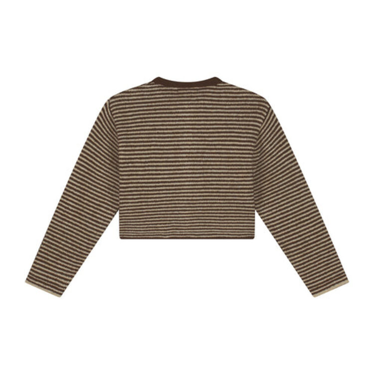 Charlie Petite Jade Cardigan - Stripes Brown/Ecru