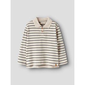 Lil'Atelier Limia Loose Polo Top - Turtledove/Poppy Seed