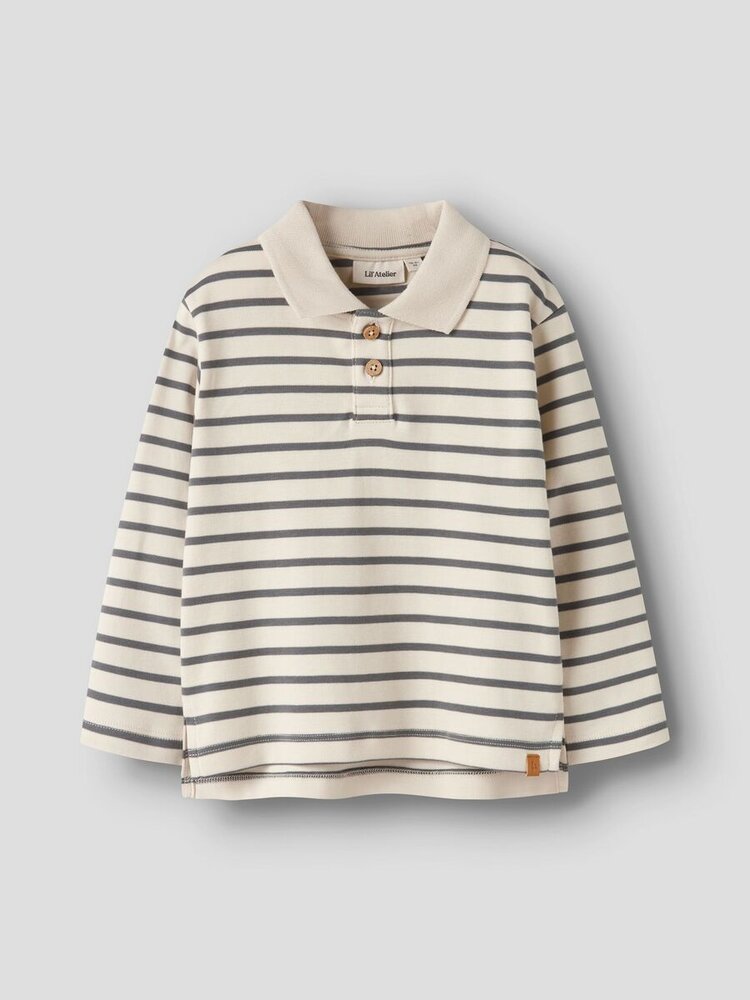 Lil'Atelier Limia Loose Polo Top - Turtledove/Poppy Seed