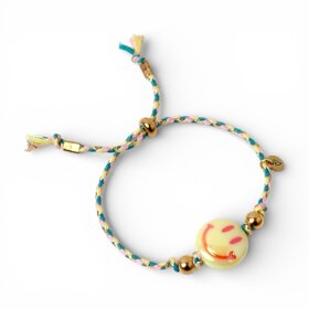 LOVEissue Happy smiley bracelet - Yellow/Emerald