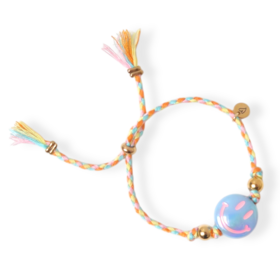 LOVEissue Happy smiley bracelet - Light Blue/Orange