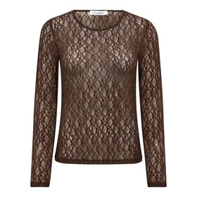 Co'Couture Berna O-Neck Blouse - Dark Brown