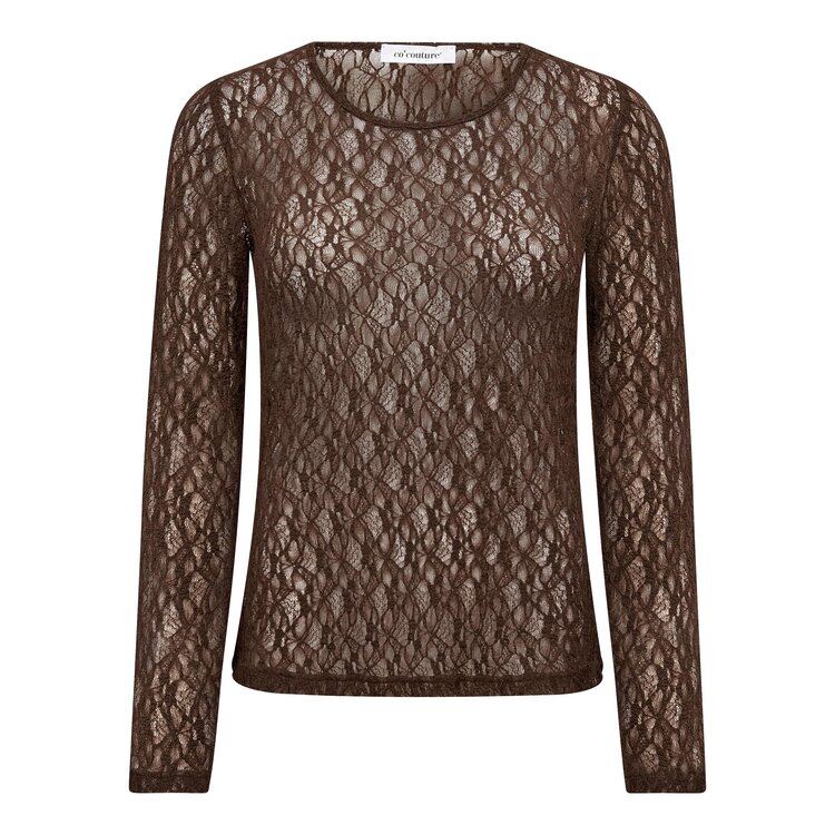 Co'Couture Berna O-Neck Blouse - Dark Brown
